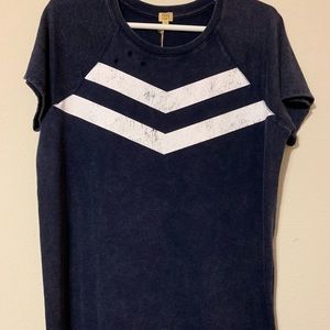 Navy and White Cotton Shift Dress